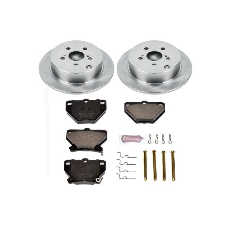 PowerStop OE rear brake kit for 2003-2006 Pontiac Vibe, includes brake pads and rotors, automotive repair parts