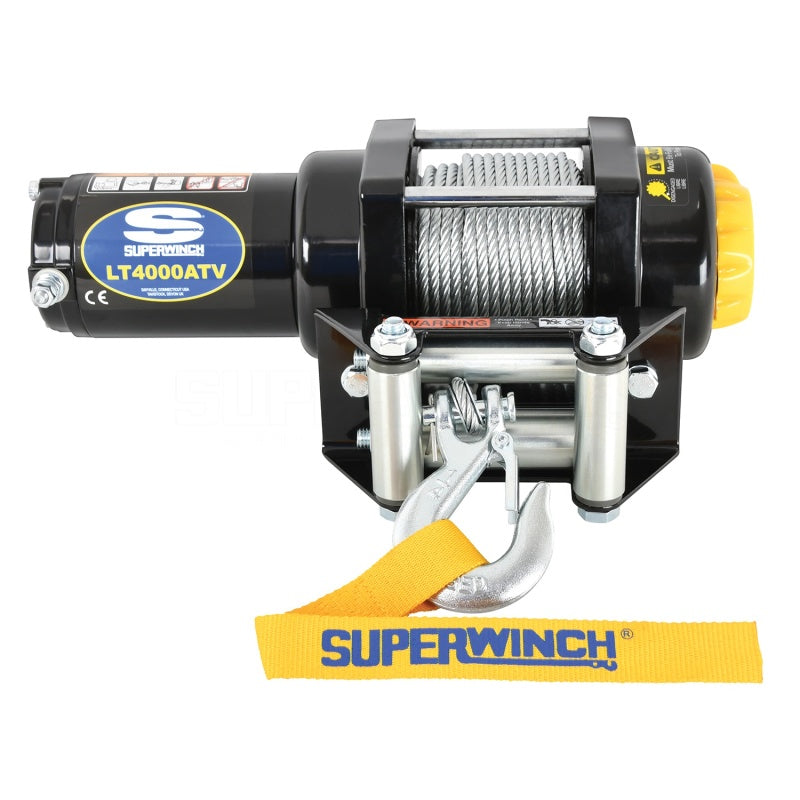 Superwinch 4000 lbs 12V DC steel winch with 3/16 inch x 50 ft steel rope, heavy-duty off-road recovery equipment