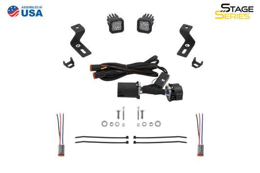 Diode Dynamics Stage Series reverse light mounting kit for 2019-present Ram trucks, showing metal brackets and mounting hardware.