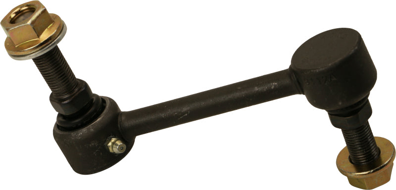 Moog 11-13 Ram 2500 front sway bar endlink kit showing metallic sway bar links with mounting hardware on a white background.