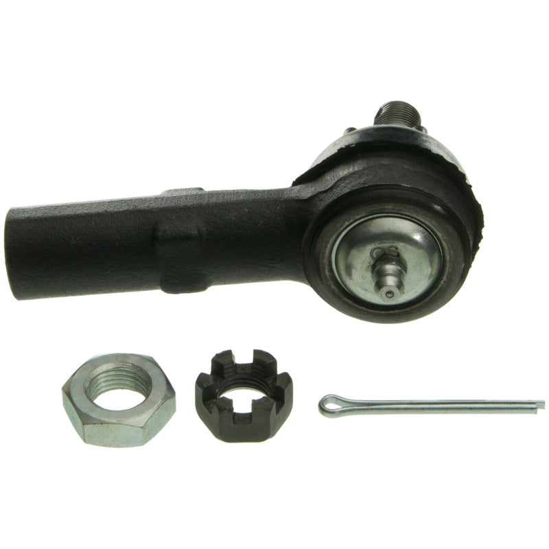 Moog Ford Mustang II front outer tie rod end, automotive suspension part, shown with metal ball joint and threaded end.