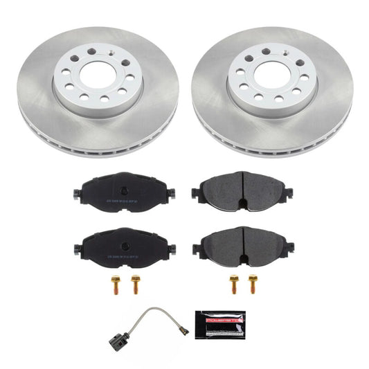 PowerStop front semi-coated rotor kit for 2015-2019 Volkswagen e-Golf, performance brake kit with drilled rotors