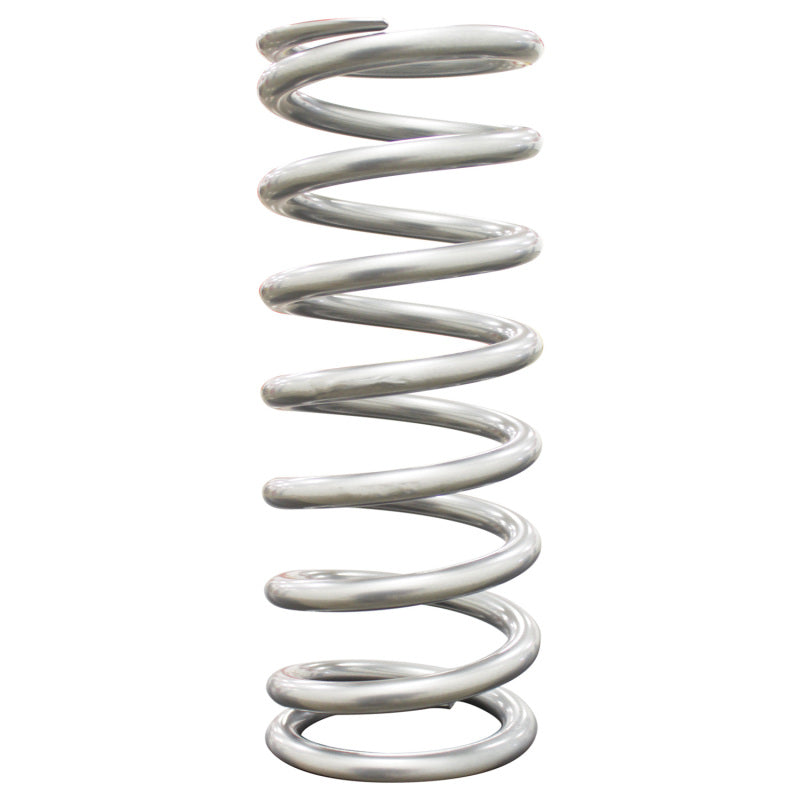 QA1 high travel coilover spring, 2.5-inch ID, 10-inch length, 175 lbs/in, silver powder-coated for durability.