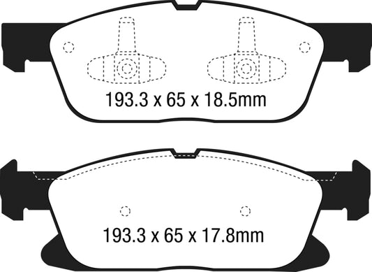 EBC Greenstuff 15+ Ford Edge 2.0 Turbo FWD front brake pads, performance brake pads for enhanced stopping power
