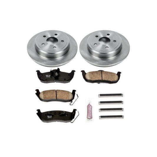 PowerStop OE rear brake kit for Jeep Commander 2006-2010, includes brake rotors and pads for reliable stopping power.