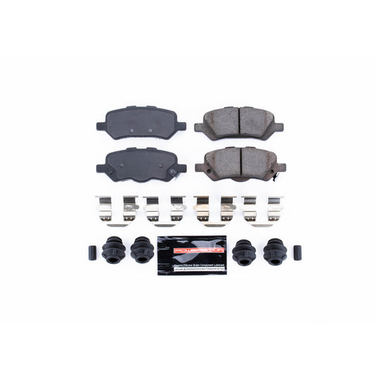 PowerStop Z23 Evolution Sport rear brake pads with hardware for Toyota Venza 2009-2016, high-performance brake replacement.