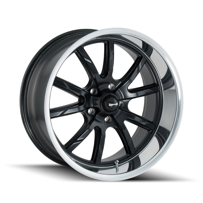 Ridler 650 matte black polished cast wheel, 18x9.5 inches, 5x114.3 bolt pattern, 0mm offset, 83.82mm hub diameter