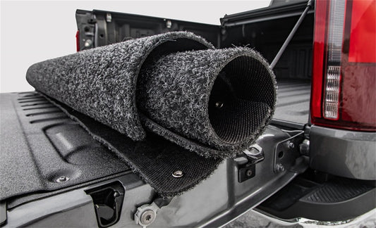 Access 02-18 Ram 1500 and 03-24 Ram 2500/3500 truck bed liner, 8ft drop-in carpet bed mat installed in pickup truck bed.