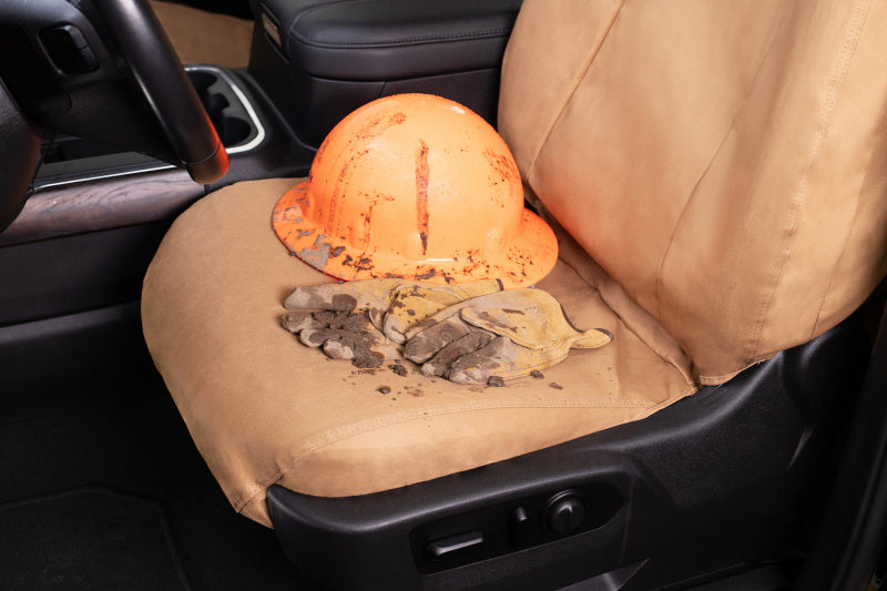 Covercraft 26 Toyota RAV4 front row seat covers made of polycotton, custom-fit for durable protection and a snug fit.