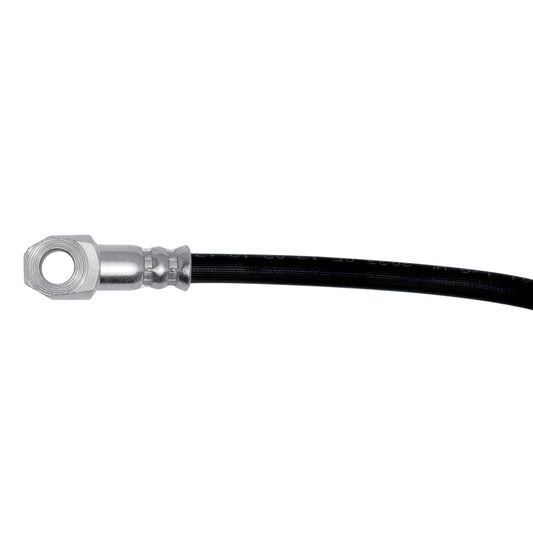 D-Formed Cadillac SRX rear left brake hose from DFC brake line kit, showing the flexible rubber and metal fittings.