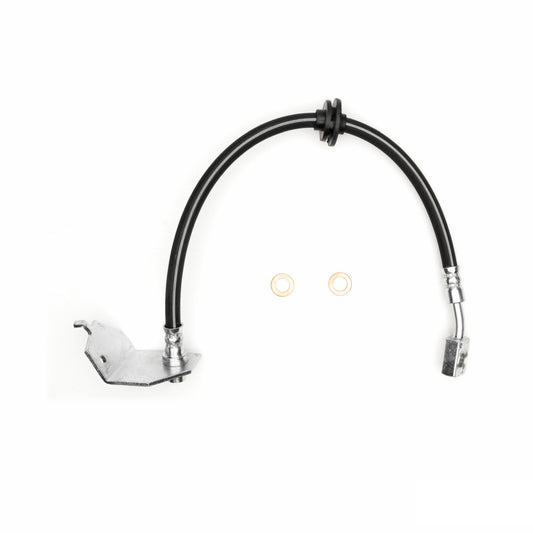 DFC Pontiac GTO front left brake hose from the brake line kit, showing the durable rubber and metal fittings.