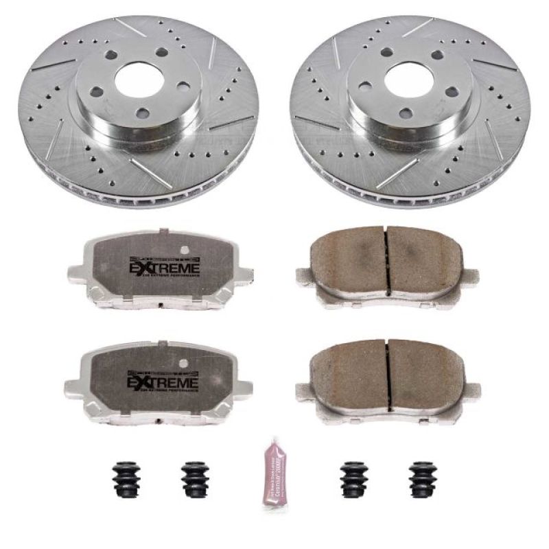 PowerStop Z26 Street Warrior Brake Kit for Pontiac Vibe front brake system with performance brake pads and rotors.