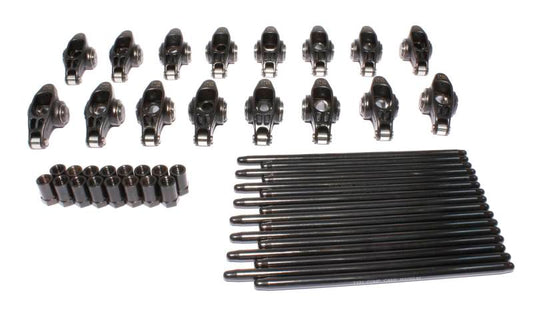 COMP Cams Ultra Pro Rocker and Pushrod Kit, high-performance automotive engine components with metal push rods and rocker arms.