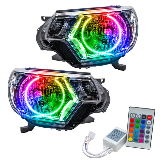 Oracle Lighting Toyota Tacoma headlights with ColorSHIFT SMD LEDs and simple controller, showcasing the modern headlight design.