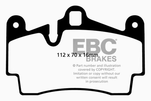 EBC Ultimax2 rear brake pads for Audi Q7 3.0 Supercharged 2011-2015, OE-quality brake pads with metal backing and friction material