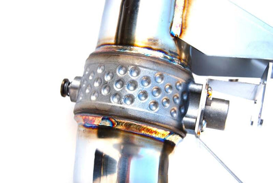 Invidia Gemini N1 titanium cat-back exhaust system for Toyota Supra 3.0, featuring a single layer valve and polished finish.