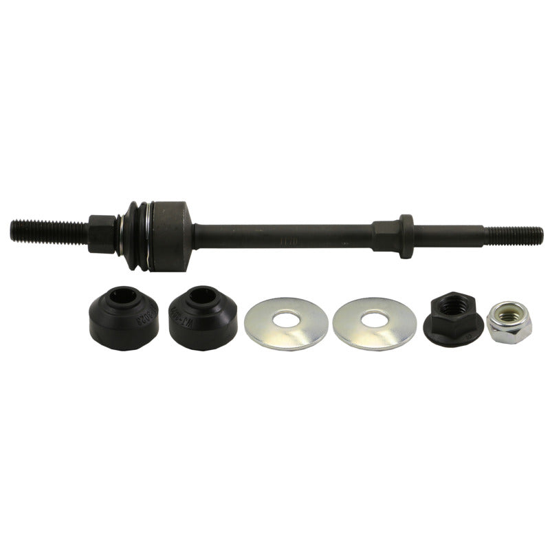 Moog 11-18 Ram 1500 front sway bar endlink kit showing metal sway bar links with rubber bushings for suspension stability.