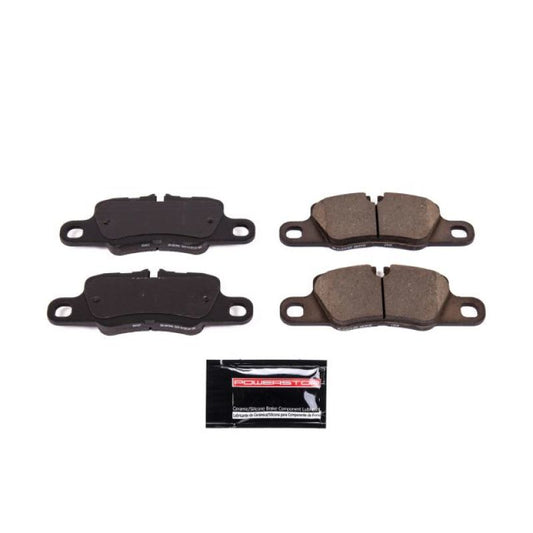 PowerStop Z23 Evolution sport rear brake pads for Porsche 911 (2013-2016) with hardware, high-performance brake replacement.