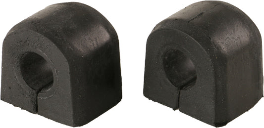 Moog Subaru Forester rear sway bar stabilizer bar bushing kit installed on vehicle's suspension system.