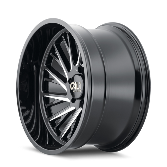 Cali Off-Road Purge 24x14 gloss black milled cast wheel with 6x139.7 bolt pattern, -76mm offset, and 106mm hub for off-road vehicles.