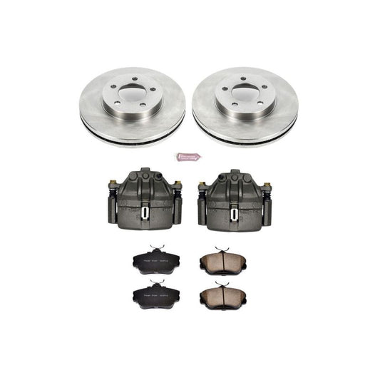 PowerStop OE front brake kit with calipers for 1995 Ford Taurus, includes brake rotors and calipers for vehicle safety.