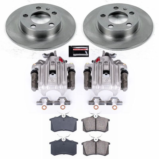 PowerStop rear brake kit with calipers for 1999 Volkswagen Jetta, includes OE-style brake components and hardware