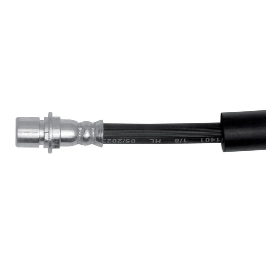 DFC Cadillac ATS rear brake hose from the brake line kit, showing the flexible rubber hose with metal fittings.