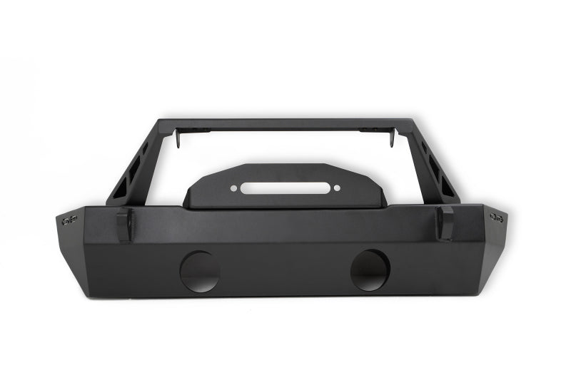 DV8 Offroad steel stubby front bumper with plated bull bar for Jeep Wrangler and Gladiator JT/JK/JL, rugged off-road design