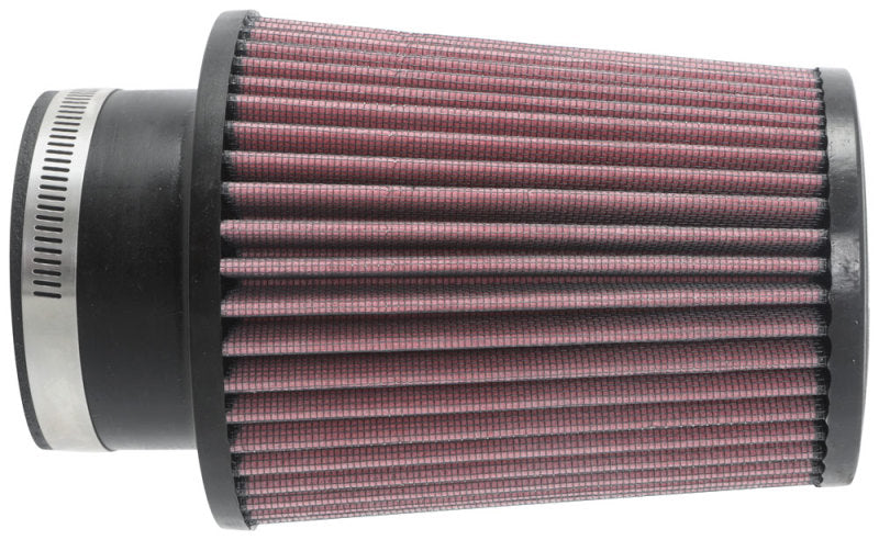 K&N Engineering universal clamp-on air filter with 3-inch flange, 5-inch base, 4-inch top, and 6-inch height for engine airflow.