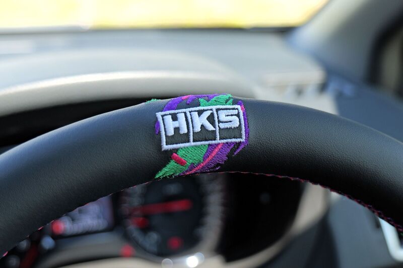 HKS Subaru WRX STI VAB replacement steering wheel with black leather grip and sporty design for enhanced driving control