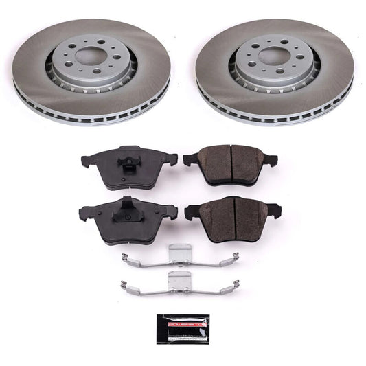 PowerStop front semi-coated brake rotor kit for 2013-2014 Volvo XC90, performance brake kit with semi-coated rotors.