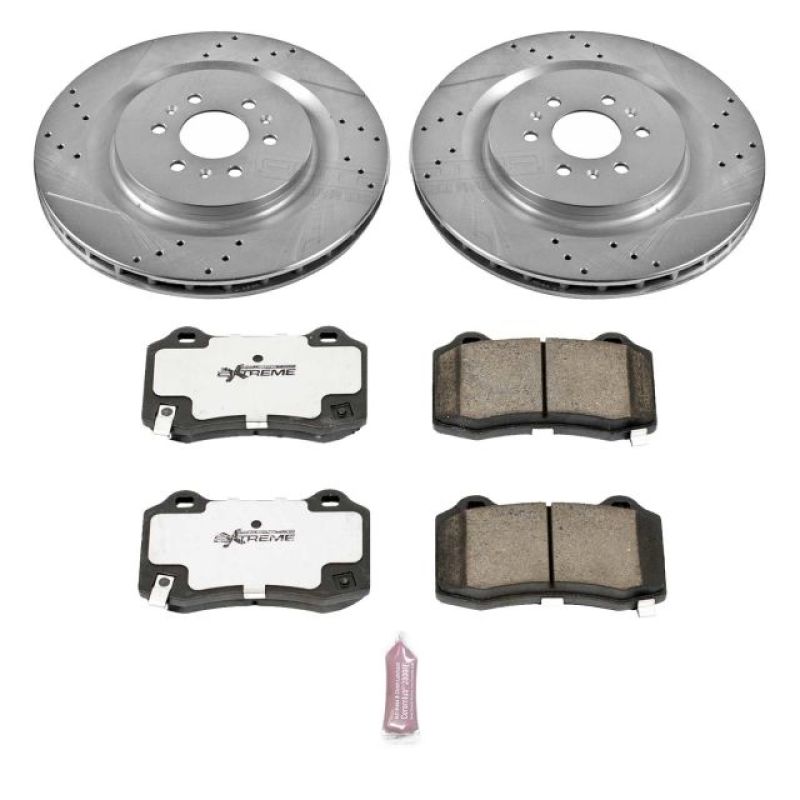 PowerStop rear Z26 Street Warrior brake kit for 2004-2007 Cadillac CTS, includes performance brake rotors and calipers.