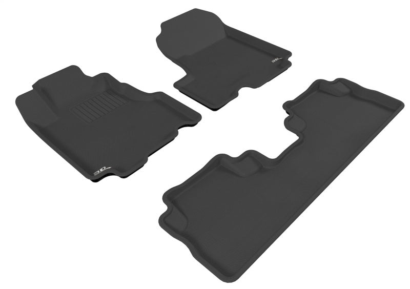 3D MAXpider black rubber floor mats for 2007-2011 Honda CR-V, full set with textured surface and custom fit.