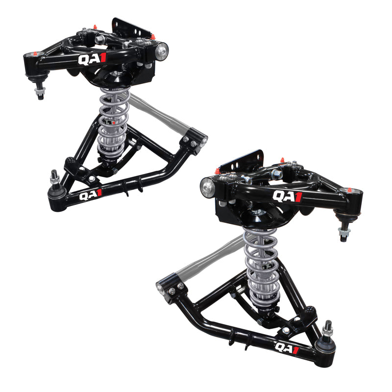 QA1 67-91 C20/R20 C30/R30 front coilover suspension system with single adjustable 750lb/in spring, shown installed on vehicle.
