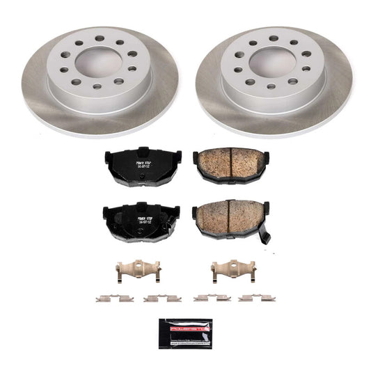 PowerStop rear semi-coated rotor kit for Hyundai Tiburon 2003-2008, performance brake components with a clean, smooth finish.