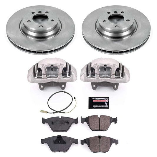 PowerStop OE front brake calipers kit for 2013-2015 BMW X1, featuring autospecialty calipers with visible components and branding.