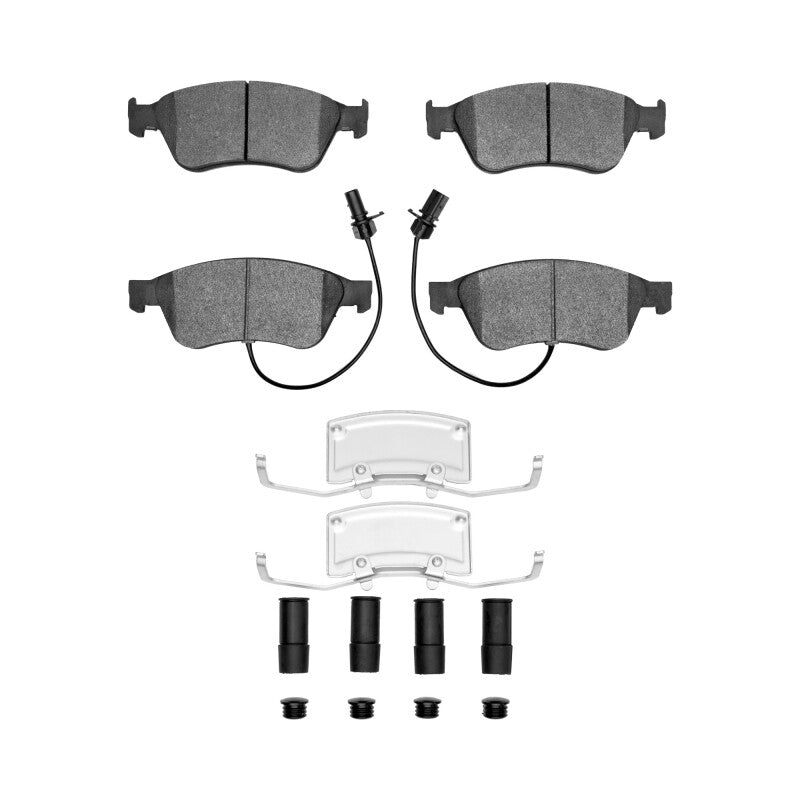 R1 Concepts Audi A8 front ceramic brake pads and hardware kit, OE quality, with visible brake hardware components.