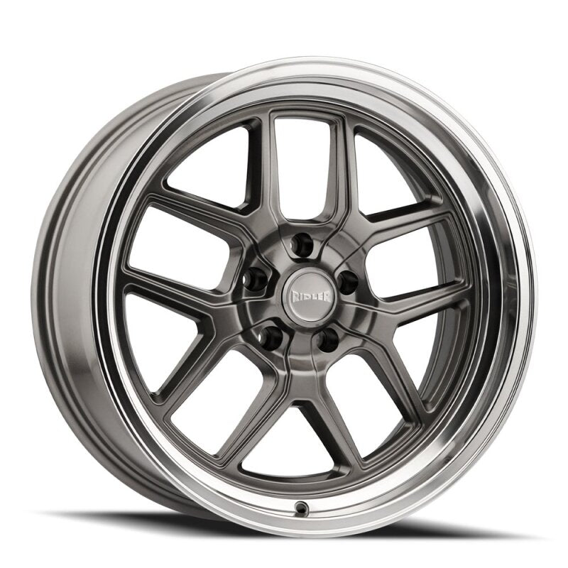 Ridler 610 cast wheel with 20x8.5 size, gloss grey polished finish, 5x127 bolt pattern, 0mm offset, 83.82mm hub diameter