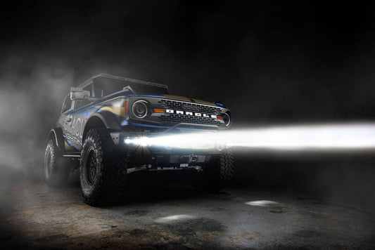 Oracle Lighting off-road fog lights kit for 2021-2024 Ford Bronco with laser and LED bulbs, designed for steel bumpers.