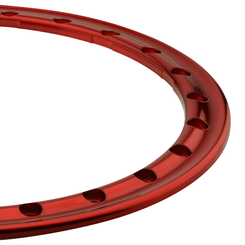 Red Method Beadlock Ring for 17-inch forged wheels, Style 1, used as a wheel accessory for off-road or custom vehicles.