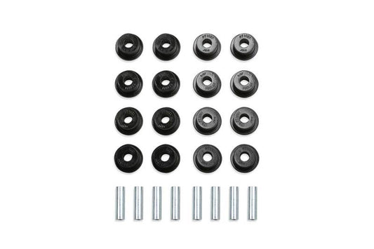 Fabtech Link Arm Bushing Kit FTS24016BK with black rubber bushings for suspension upgrades, shown in the product image.