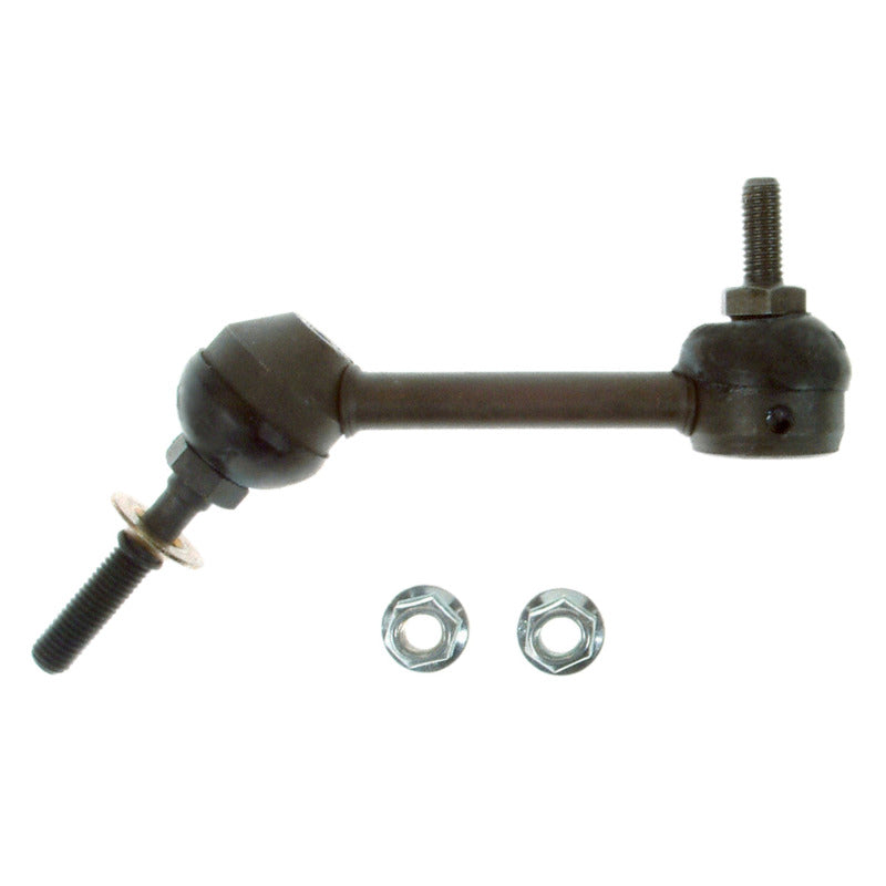 Moog Ford Crown Victoria front sway bar endlinks kit showing metal links with rubber bushings for suspension stability.