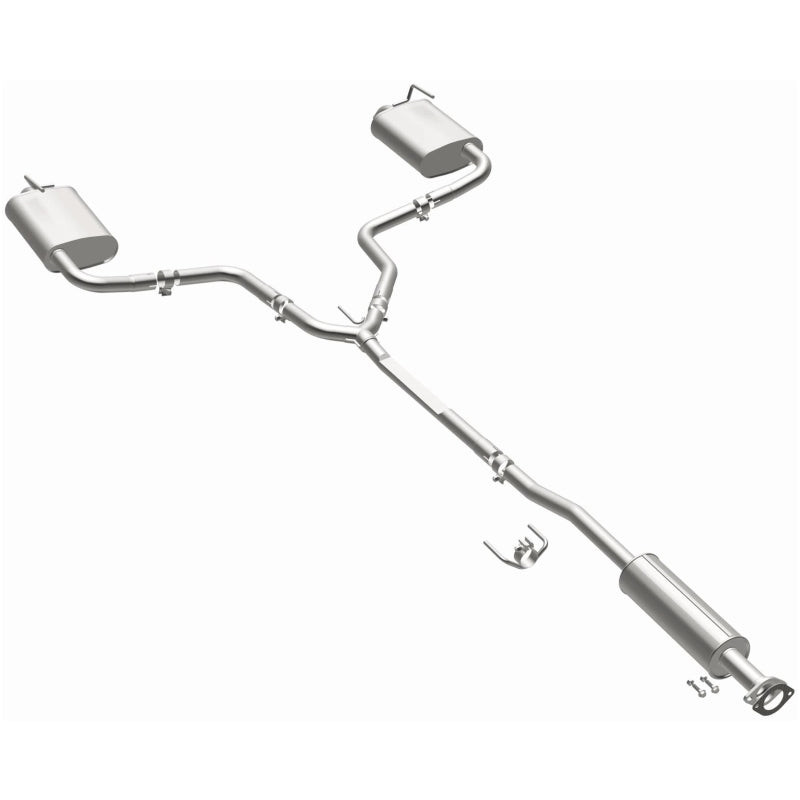 Magnaflow catback exhaust kit for Nissan Altima 2.5L, direct-fit replacement with polished stainless steel pipes and muffler.
