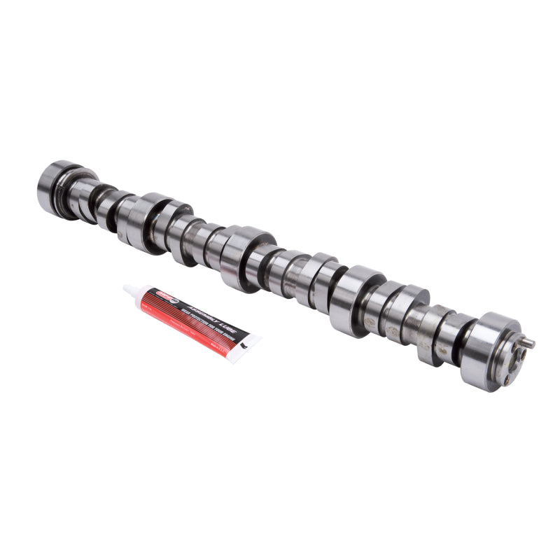 Edelbrock Performer RPM Hyd Roller Camshaft for GM LS1 engine, shown installed with visible cam lobes and gear.