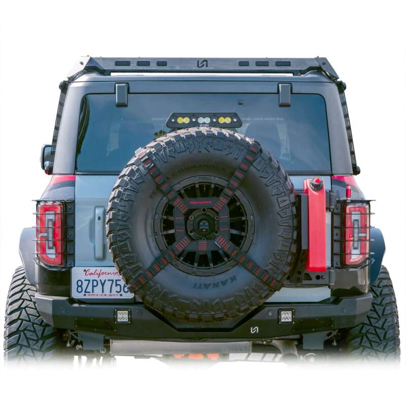 TURN Offroad 2021+ Ford Bronco 4-door side Molle panels installed on OE hard top, showcasing rugged offroad accessory.