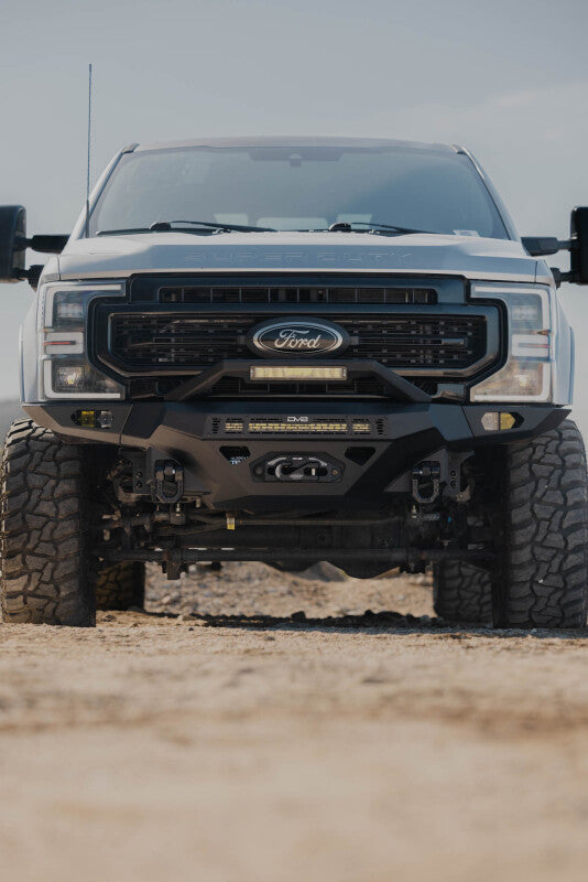 Steel front bumper for Ford Super Duty F-250/F-350 from DV8 Offroad, featuring the Spec Series design with robust construction.