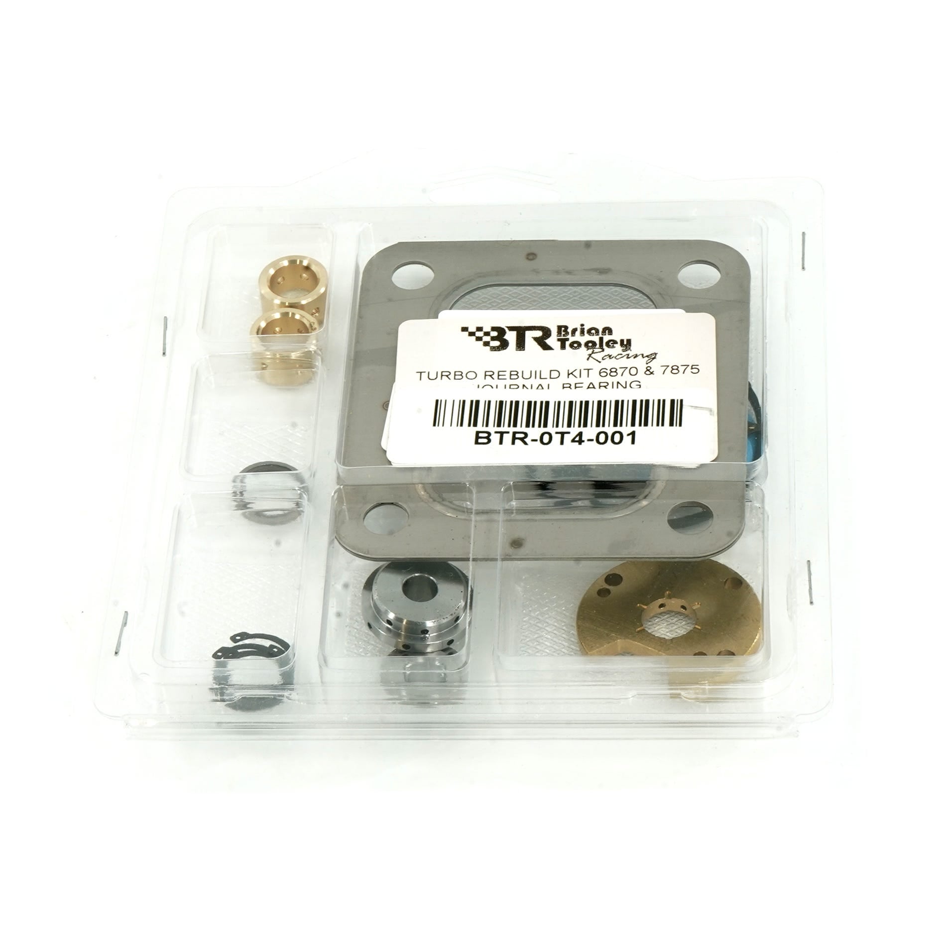 BTR Turbo Rebuild Kit for 6870 and 7875 journal bearing turbos by Brian Tooley Racing, includes essential components.