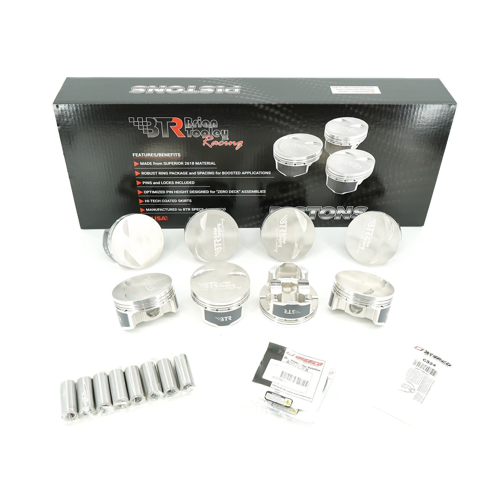 BTR / WISECO PISTON SET - LS BTR CV HEAD - 4.065" BORE - 3.622" STROKE - 2CC DISH - BTRCVP376125DS2-8