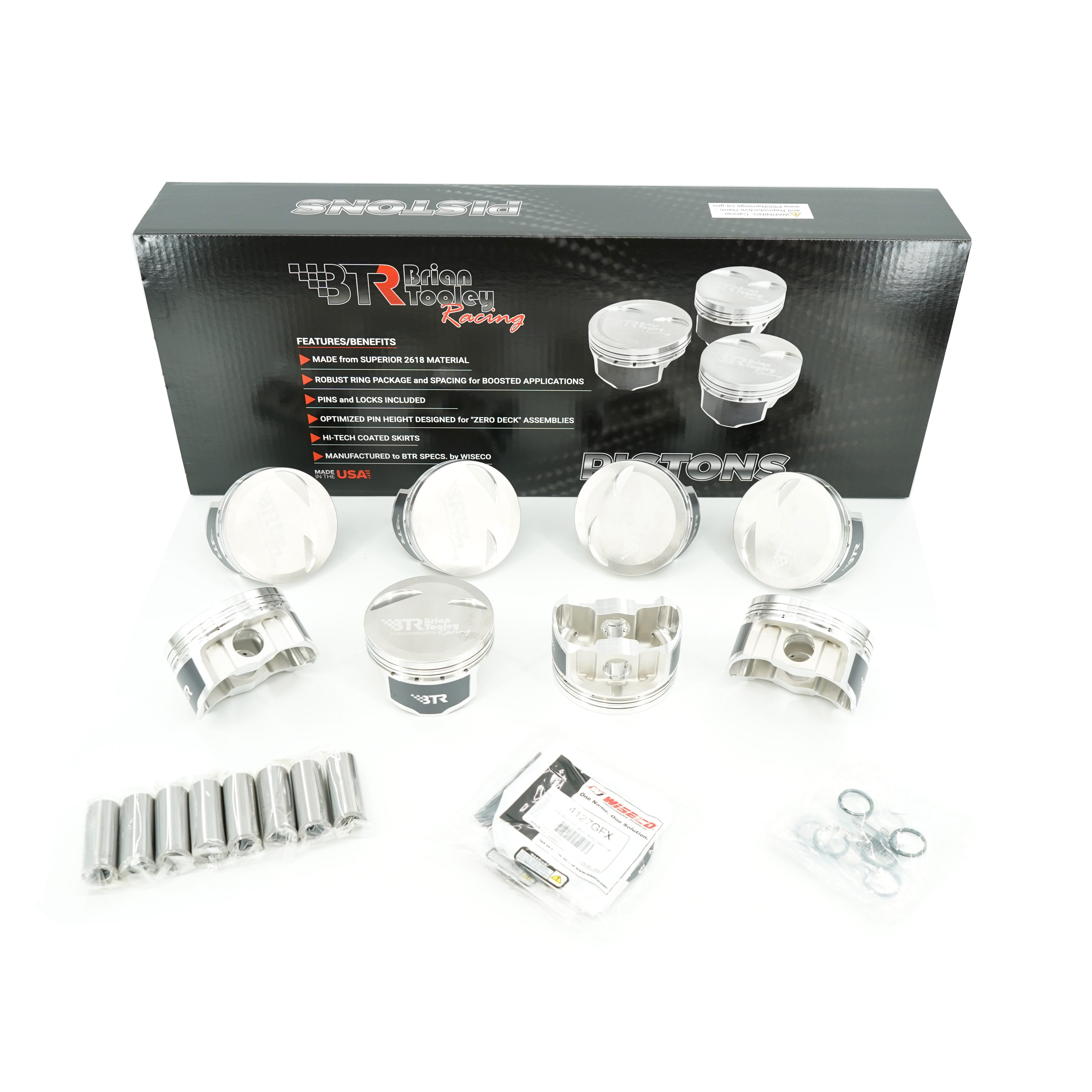BTR / WISECO PISTON SET - LS BTR CV HEAD - 4.125" BORE - 3.622" STROKE - 4CC DISH - BTRCVP388125DS4-8
