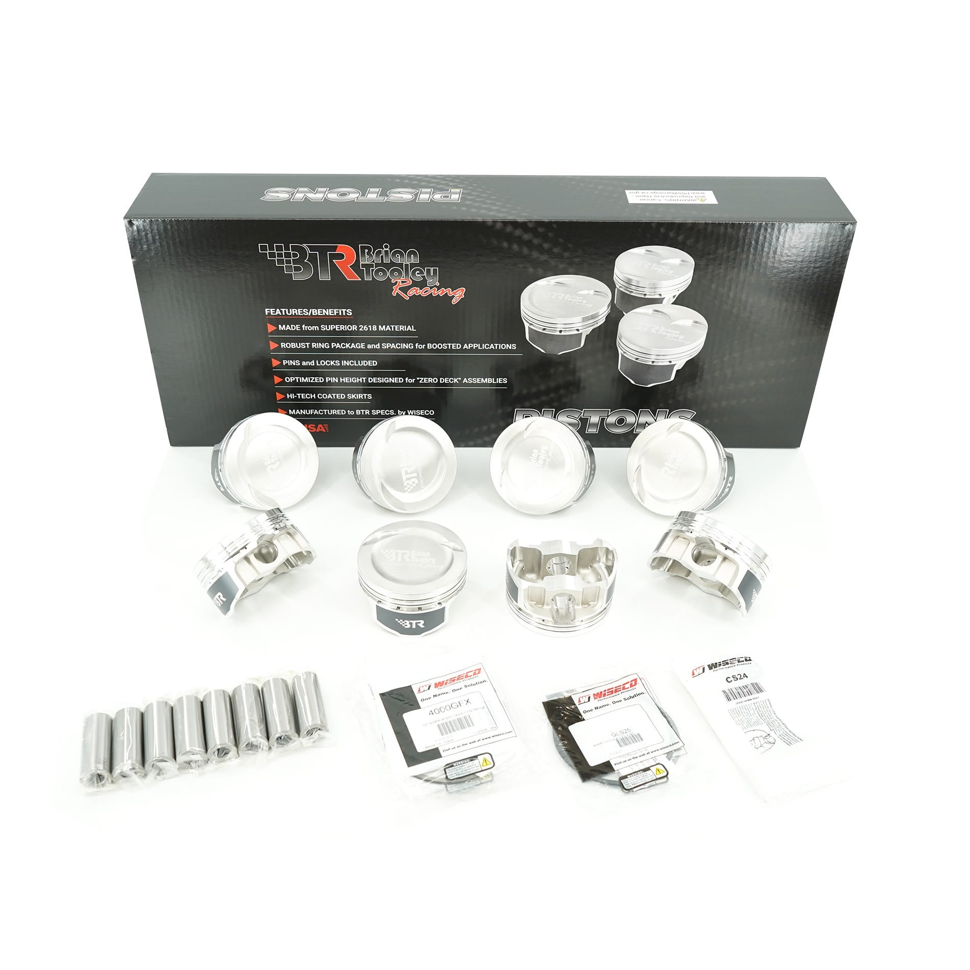 BTR / WISECO PISTON SET - LS BTR CV HEAD - 4.000" BORE - 4.000" STROKE - 8CC DISH - BTRCVP402125DS8-8